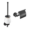 Toilet Brushes & Holders Carved Oil Rubbed Bronze Brush Holder Bathroom Accessories In Brushed Black Roll Paper Wall Towel Ring