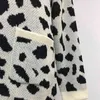 Women's Cardigan Sweater Autumn Medium Long Loose Leopard Bat Sleeve Jacket 210527