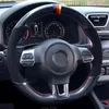 سيارة قيادة عجلة غطاء اليد مخيط غير زلة من جلد الغزال الأسود ل فولكس واجن جولف 6 GTI MK6 / بولو GTI / SCIROCCO R PASSAT CC