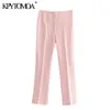 Women Chic Fashion Plaid Flare Pants Vintage High Elastic Waist Zipper Fly Female Ankle Trousers Pantalones Mujer 210416
