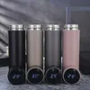 480ml Stainless Steel Thermos Bottle Intelligent Temperature Display Mug Portable Business Gift Cup Water Custom 210615