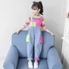 Kinderkleidung Rainbow Stirped für Mädchen Sweatshirt + Jumpsuit Outfit Casual Style Kinder 210528