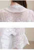 Ruffle Lace Summer Spring White Chiffon Blouses Shirt Short Sleeve Female Elegant Women Clothing 191E 210420