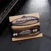 4 Pcs/ensemble Feuille En Cuir Rétro Bracelet Bijoux Pulseras Cadeau Pour Amis Bijoux Hommes Accessoires Hombre De Luxe Homme Masculina Para Charme Brace