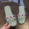 Barn skor sommar barn mode stud tofflor baby tjejer varumärke sandaler toddler svart mjuk platt py-s-009 210712
