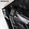 Bivigaos Женская мода Корейский высокий талию мини-юбки Большое кольцо ZIP PU кожи A-Line для весны осень зима 210619