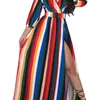 Korean Dress Clothing Boho Dresses Chic Beach Wear Womens Long Maxi Bohemian Style Bodycon Color Stripe Printed Sexy Solid