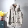 Women's Down Women's Parkas Real Raccoon Dog Löstagbar stor ullkrage jacka 2022 Vinterkoreansk stil paj för att övervinna förtjockad