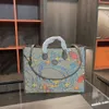 7A Cartoon Print Totes Classic Brown Remer Torba Kobieta Duża prostokątna torebka