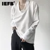 IEFB秋パーソナライズされた偽のツーピースの二枚の二枚のニットニッチメンズ長袖Tシャツ韓国ルースプルオーバートップス9Y9194 220115