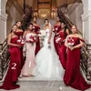 Sexy Bury Satin Long Mermaid Bridesmaid Dresses One Strap Bohemia Maid Of Honor Dress Party Gown 328 328