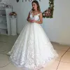 2022 White/Ivory Lace Wedding Dresses Sleeveless Appliques Bridal Gowns Top Sheer Neckline Floor Length