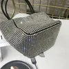 Luxury Women Rhinestone Bag Big Casual Tote Chian Shoulder Ladies Kvinnors Mode Kvinna Handväska Silver Purse 542 Totes