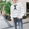 Cute Dachshund Print Women Blouse Chiffon Shirt Preppy Style Dog Turn-down Collar Bowtie Flare Sleeve Spring Autumn T83701 210421