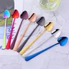 Heart Shape Coffee Spoon Ice Cream Dessert Sugar Stirring Spoons Scoop Teaspoon Dinnerware Stainless Steel Kitchen Accessories HY0317