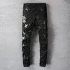 Heren Jeans Luxe Heren Leer Sterren Patch Zwart Stretch Denim Potlood Broek Slanke Skinny Patchwork Broek Plus Size 40