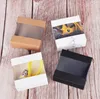 Gift Wrap 50pcs 8x8x3.5cm Small Paper Box With Transparent PVC Window Flower Dolls Packaging Jewelry Cardboard