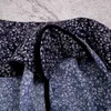 Kobiety Blue Printing Asymetryczny Hem Sukienka Wysoka Talia Polo Neck Krótki Rękaw Slim Fit Fashion Fala Lato 7d1978 210421