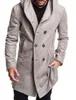 ZOGAA Mens Trench Coat Long Wool Overcoat Double-breasted Autumn Hooded Coat Men Windbreaker Casual Jacket Men Outwear 211122