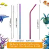 6pcs Set Stainless Steel Straws with Cleaning Brush and Pouch Reusable Straight Bent Metal Drinking Straw for Home Party Bar