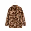 Evfer Women Vintage Leopard Print Winter Thick Jackets Female Fashion Animal Autumn Long Sleeve Zipper Loose Jacket Coats 210421