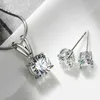 Sieraden Sets Crystal Womens Kettingen Goud Verzilverd Bridal Platinum Zirkoon Ketting Oorbel Twee Stuk Set voor Lady Diamond Fashion