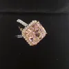 OEVAS 100% 925 Sterling Silver Musing 10 * 11mm Pink High Carbon Diamond Obrączki ślubne dla kobiet Party Biżuteria Hurtownie