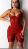 Kvinnors Jumpsuits Rompers 2022 Sexy Jumpsuit Shorts Fitness Workout Casual Backless Bandage Bodysuit Hollow Out Playsuit