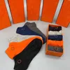 2021 Designer Men's Socks Pure Cotton Embroidered Leisure Sports Summer Sock 5 Pair Gift Box Set