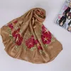 Frauen Stickerei Blumen Schal Glitzer Seide Leinen Schals muslimischen Hijab Wrap Stirnband Schals/Tücher Pashmina 180 * 85 cm