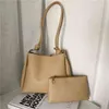 Shopping Bags Ladies Fashion Solid Color 2 Composite One Shoulder Tote Handbag Large Capacity Leisure Travel Beach 220309