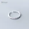 Silber Vintage Baum Muster Verstellbarer Fingerring 100% 925 Sterling Charm Ringe für Frauen Koreanischer Schmuck 210707