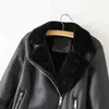 fashion women short leather-clad winter lady pocket zipper jackets with belt cool female moto girls chic sets 210430