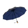 Men Wooden Handle Automatic Umbrellas Business Windproof 10 Ribs Quality Outdoor Folding Big Double Layer
