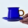 Kupalar Renk Retro Isıya Dayanıklı Cam Kahve Kupa El Yapımı Çay Bardağı Yaratıcı Süt Su Botton Çanak Seti
