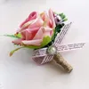 Dekoracyjne kwiaty Wieńce Rose Flower Silk Boutonniere Corsage Akcesoria Dekoracje ślubne