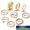 1 Zestaw / 9 sztuk Punk Gold Ring Sets Geometryczne Okrągłe Kinckle Staw Pierścienie Zestaw Kryształ Twist Splot Palec Pierścień Kobiet Biżuteria Prezenty