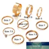 1 uppsättning / 9 st Punk Gold Ring Ställer Geometriska Round Knuckle Joint Rings Ställ Kristall Twist Weave Finger Ring Kvinnliga Smycken Presenter