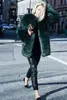Outono e inverno casaco de pele artificial escuro imitação verde 5Juk514