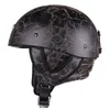 Retro Schedel Motorhelm Vintage PU-leer Halfhelm Elektrische Motorbike Scooter Helm Moto Casco met Goggles en Masker Q0630