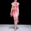 VKBN 여름 패션 2 조각 세트 Womens 복장 턴 다운 칼라 민소매 인쇄 섹시한 두 조각 210507