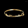 Bangle classique personnaliser la plaque signalétique Nom lettres Bracelet Personnaliser Custom Bangles Bijoux Femmes Hommes Rose Gold Gold Inox Steel