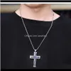Necklaces & Pendants Drop Delivery 2021 Men Cross Pendant Necklace Stainless Steel Sier Chain Fashion Jewelry Blue Black Double Bible Design
