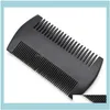 Care Styling Tools Hair ProductsHair Borstar Black Double Tooted Beard Comb Mens Mahogny Drop Delivery 2021 NDLFP