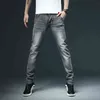 Mäns Skinny White Jeans Fashion Casual Elastic Bomull Slim Denim Byxor Man Märke Kläder Svart Grå Khaki 211104