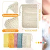 Exfoliating Mesh Bags Väska För Dusch Kropp Massage Skrubber Natural Organic Ramie Soap Saver Bag Loofah Bath Spa Skumning med Drawstring