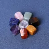 Square Round 7 Chakra Yoga Polerad Energi Naturlig Sten Set Tiger Eye Agate Amethyst Crystals Healing Grus Rough Stones Arts Crafts