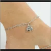 Anklets Drop Delivery 2021 Fashion Jewelry Simple Style Elephant Animal Pendant Sier Color Metal Plated Chain For Women Foot Anklet Small Gif