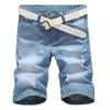 Pantalones cortos de mezclilla de moda azul claro poco profundo para hombre, pantalones vaqueros simples de moda con agujeros de gran tamaño de verano para hombre, talla 28-42 X0621