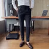 Haute qualité style britannique affaires décontracté coupe ajustée hommes pantalons habillés solide tout match vêtements de cérémonie pantalons de bureau messieurs hommes costumes Blaz